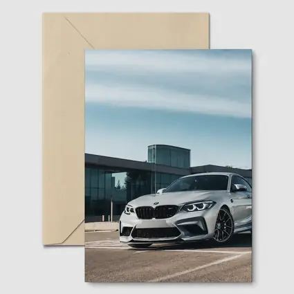 BMW M2 Silver Coupe Urban Building Background