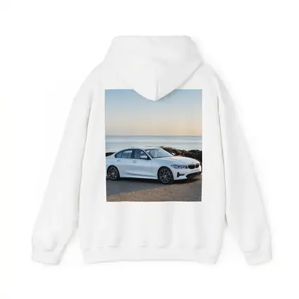 BMW 3 Series White Sedan Ocean Coast