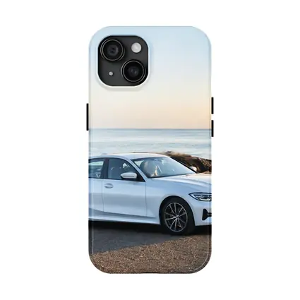 BMW 3 Series White Sedan Ocean Coast