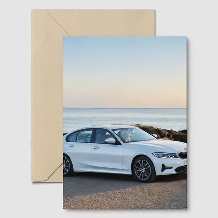BMW 3 Series White Sedan Ocean Coast