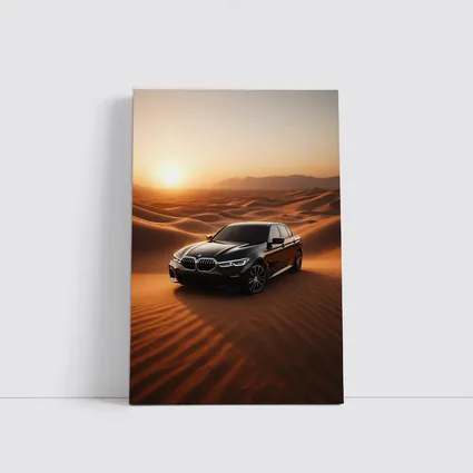 BMW 3 Series Black Sedan Desert Sunset