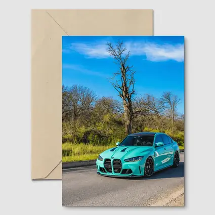 BMW M3 Tiffany Blue On Open Road