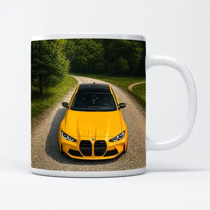 BMW M3 Yellow on Forest Gravel Road