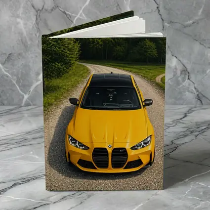 BMW M3 Yellow on Forest Gravel Road