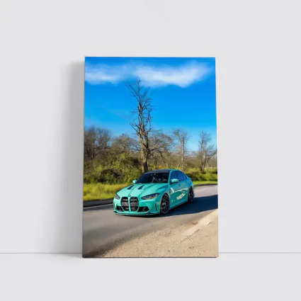 BMW M3 Teal Wrap On Open Road