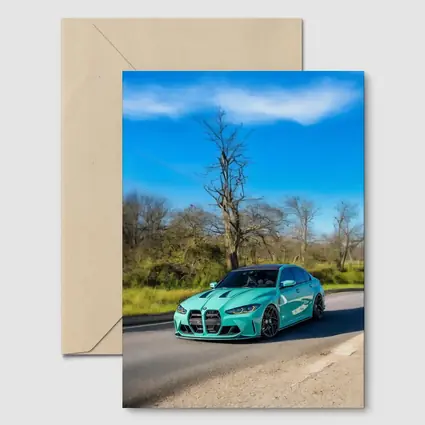 BMW M3 Teal Wrap On Open Road
