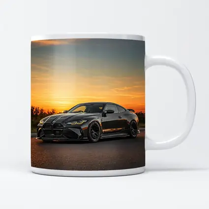 BMW M4 Black Coupe Sunset Sky