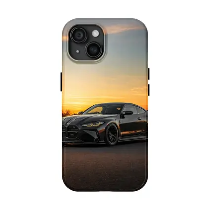 BMW M4 Black Coupe Sunset Sky