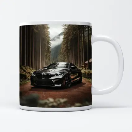 BMW M8 Black Coupe Forest Mountain Road