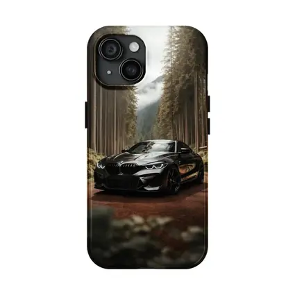 BMW M8 Black Coupe Forest Mountain Road