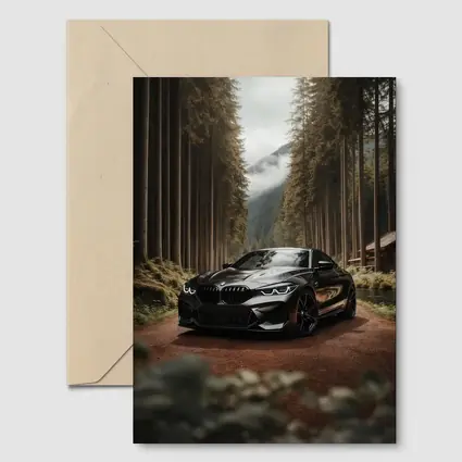 BMW M8 Black Coupe Forest Mountain Road
