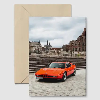 BMW M1 Orange Classic Car European Square
