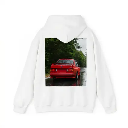 BMW M3 Red Wet Road Forest
