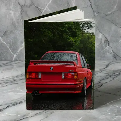 BMW M3 Red Wet Road Forest