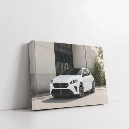BMW M135 White Hatchback Urban Setting