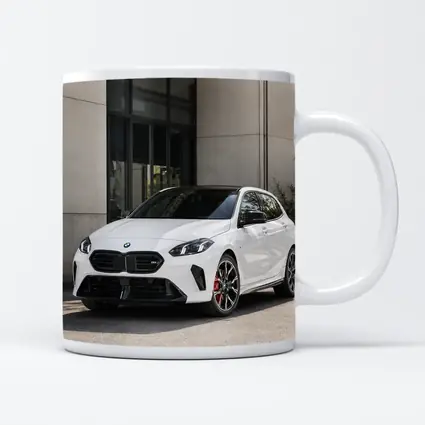 BMW M135 White Hatchback Urban Setting