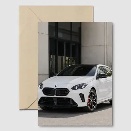 BMW M135 White Hatchback Urban Setting