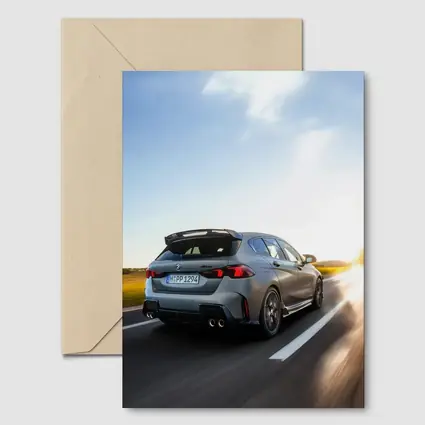 BMW M135 Gray Hatchback Highway Sunset Drive