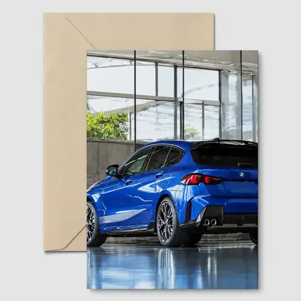BMW M135i Blue Hatchback Indoor Showroom