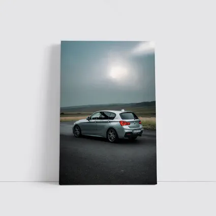 BMW M140i Silver Hatchback Overcast Road