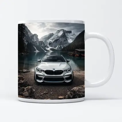 BMW M2 White Front View Mountain Lake