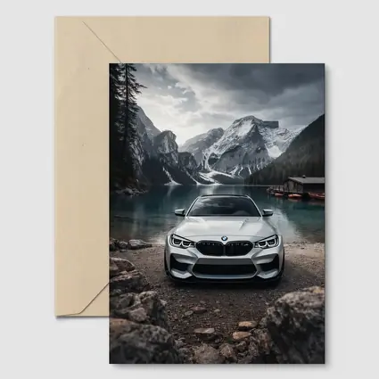 BMW M2 White Front View Mountain Lake