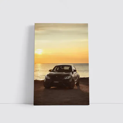 BMW M2 Black Car Sunset Ocean