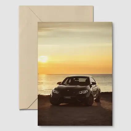 BMW M2 Black Car Sunset Ocean