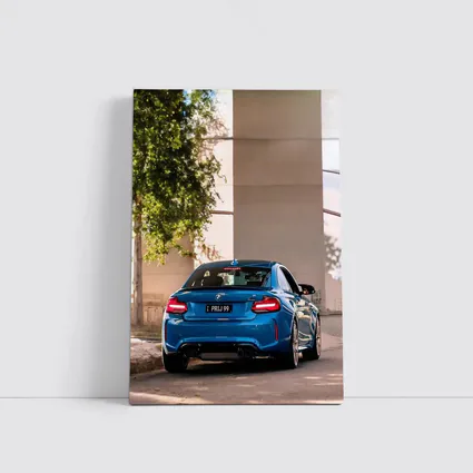 BMW M2 Blue Rear Urban Street Setting