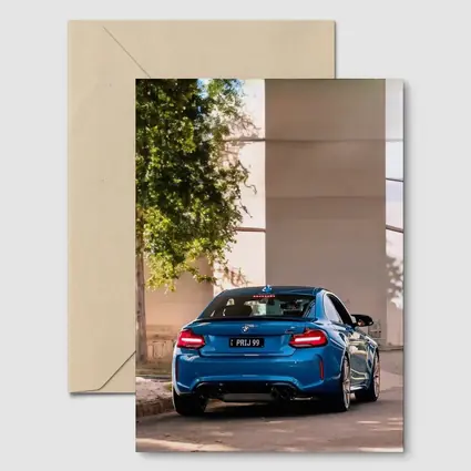 BMW M2 Blue Rear Urban Street Setting
