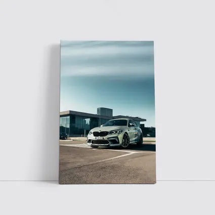 BMW M2 Competition Silver Parked Outside Building