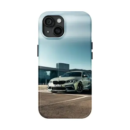 BMW M2 Competition Silver Parked Outside Building