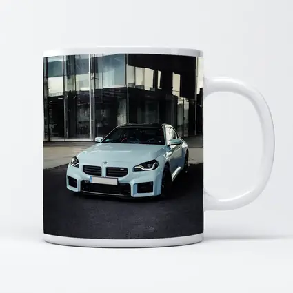 BMW M2 Light Blue Urban Building Background