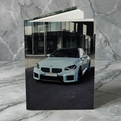 BMW M2 Light Blue Urban Building Background