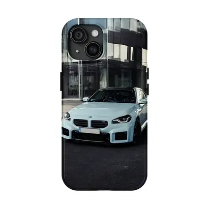 BMW M2 Light Blue Urban Building Background