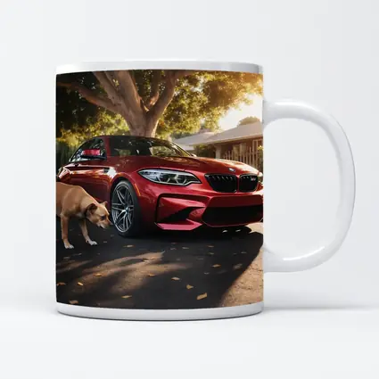 Red BMW M2 Parked With Dog Nearby