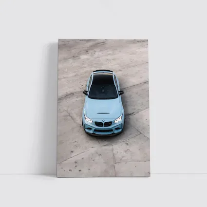 BMW M2 Light Blue Aerial Concrete