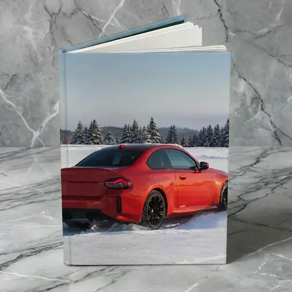 BMW M2 Red Coupe Drifting Snow Landscape