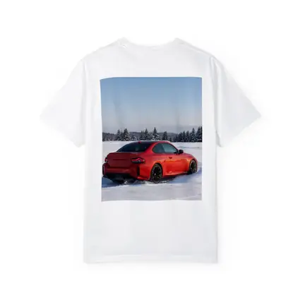 BMW M2 Red Coupe Drifting Snow Landscape