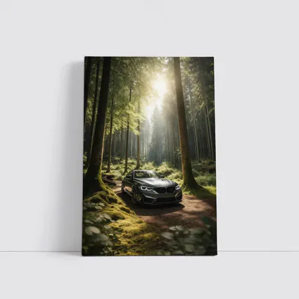 BMW M2 Parked in Sunlit Forest