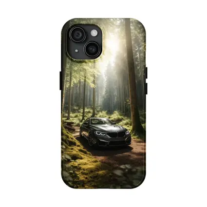 BMW M2 Parked in Sunlit Forest