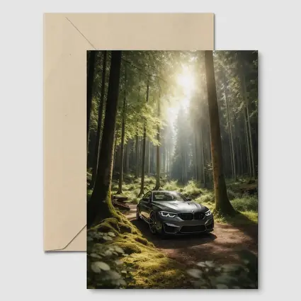 BMW M2 Parked in Sunlit Forest