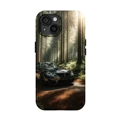 BMW M3 Parked in Sunlit Forest