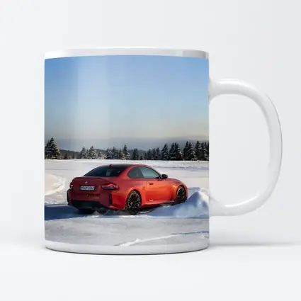 BMW M2 Red Coupe Winter Snow Drift