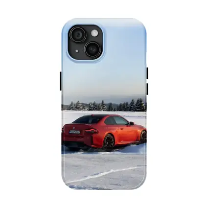 BMW M2 Red Coupe Winter Snow Drift