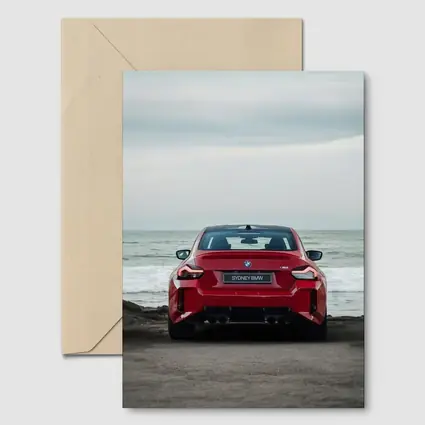 BMW M2 Red Rear Ocean Shore