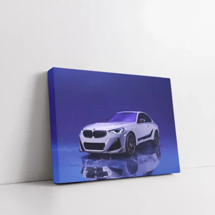BMW 2 Series White Car Blue Studio