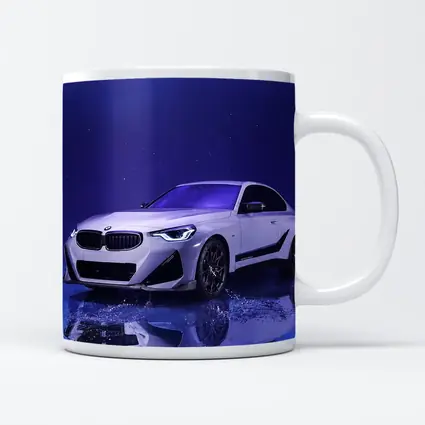 BMW 2 Series White Car Blue Studio