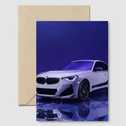 BMW 2 Series White Car Blue Studio