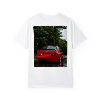 BMW M3 Red Wet Road Forest